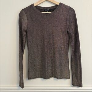 Express Shimmering Black Long Sleeve Top